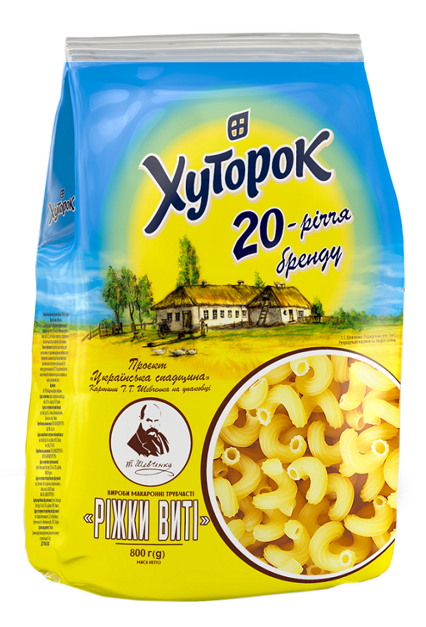 ТМ "Хуторок" Макаронні вироби "Ріжки виті" 800г.